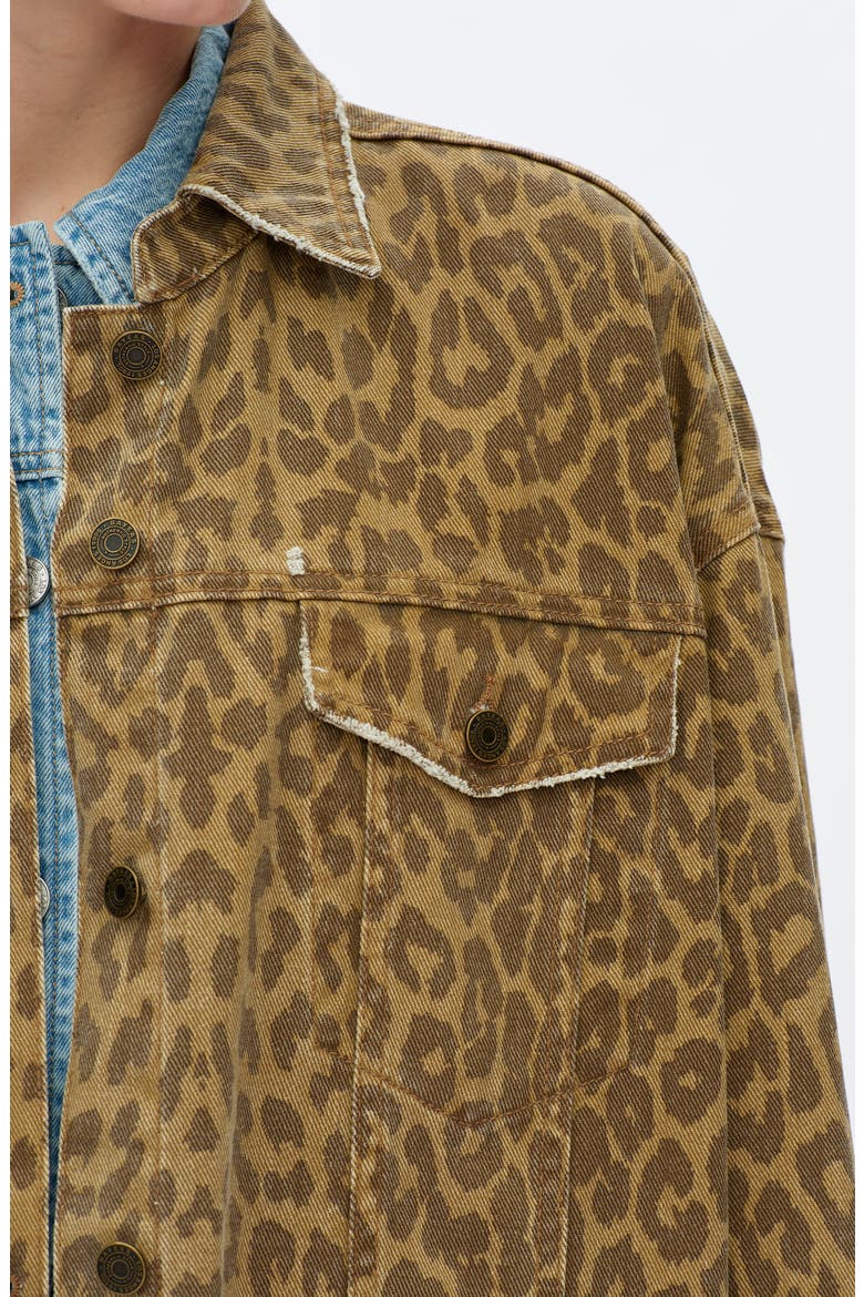 Relaxed Fit Leopard Print Denim Shirt Jacket, Alternate, color, LEOPARD