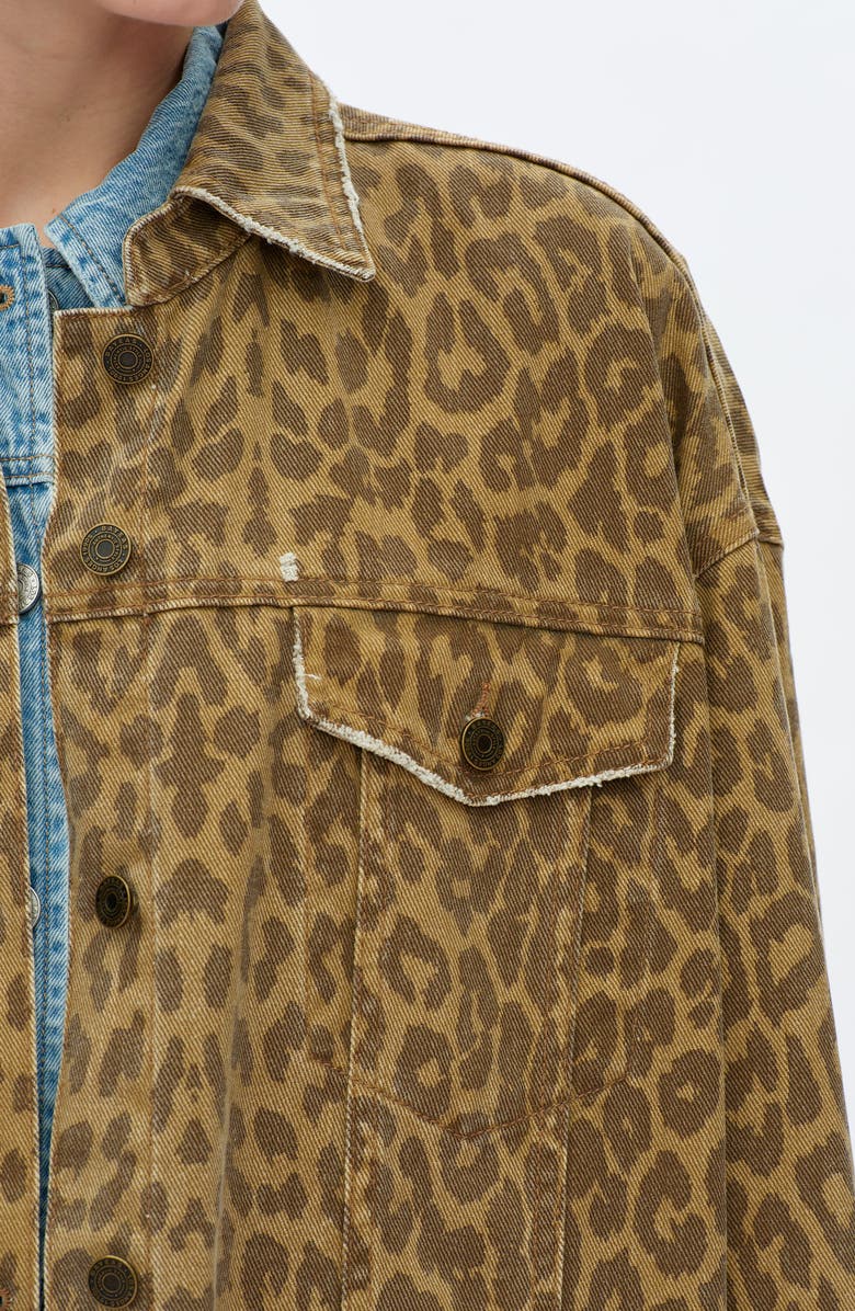 Bayeas Relaxed Fit Leopard Print Denim Shirt Jacket, Alternate, color, Leopard