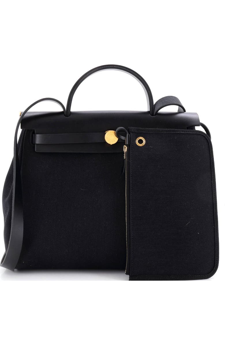 Pre-Owned Hermes Herbag Zip Leather and Toile 31, Alternate, color, Noir