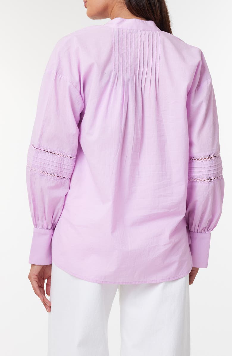 Scotch & Soda Lace Inset Tie Neck Cotton Top, Alternate, color, Light Iris Pink