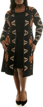 Nina Leonard Long Leopard Print Cardigan
