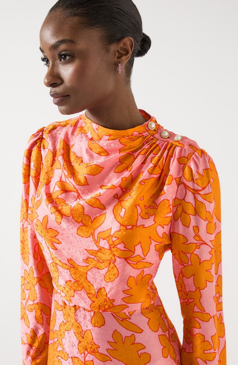 LK Bennett Samantha Floral Print Long Sleeve Midi Dress, Alternate, color, 