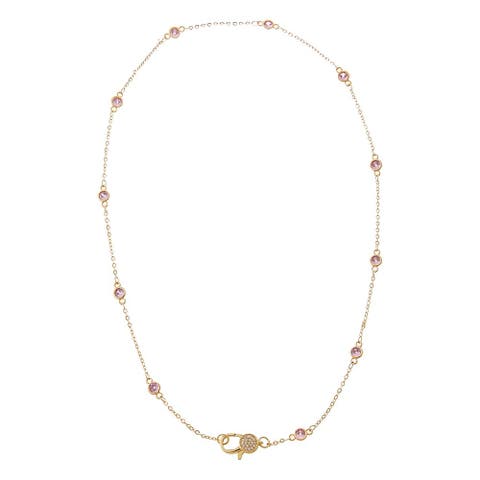 Colored Station Lobster Clasp Link Chain Necklace 18"