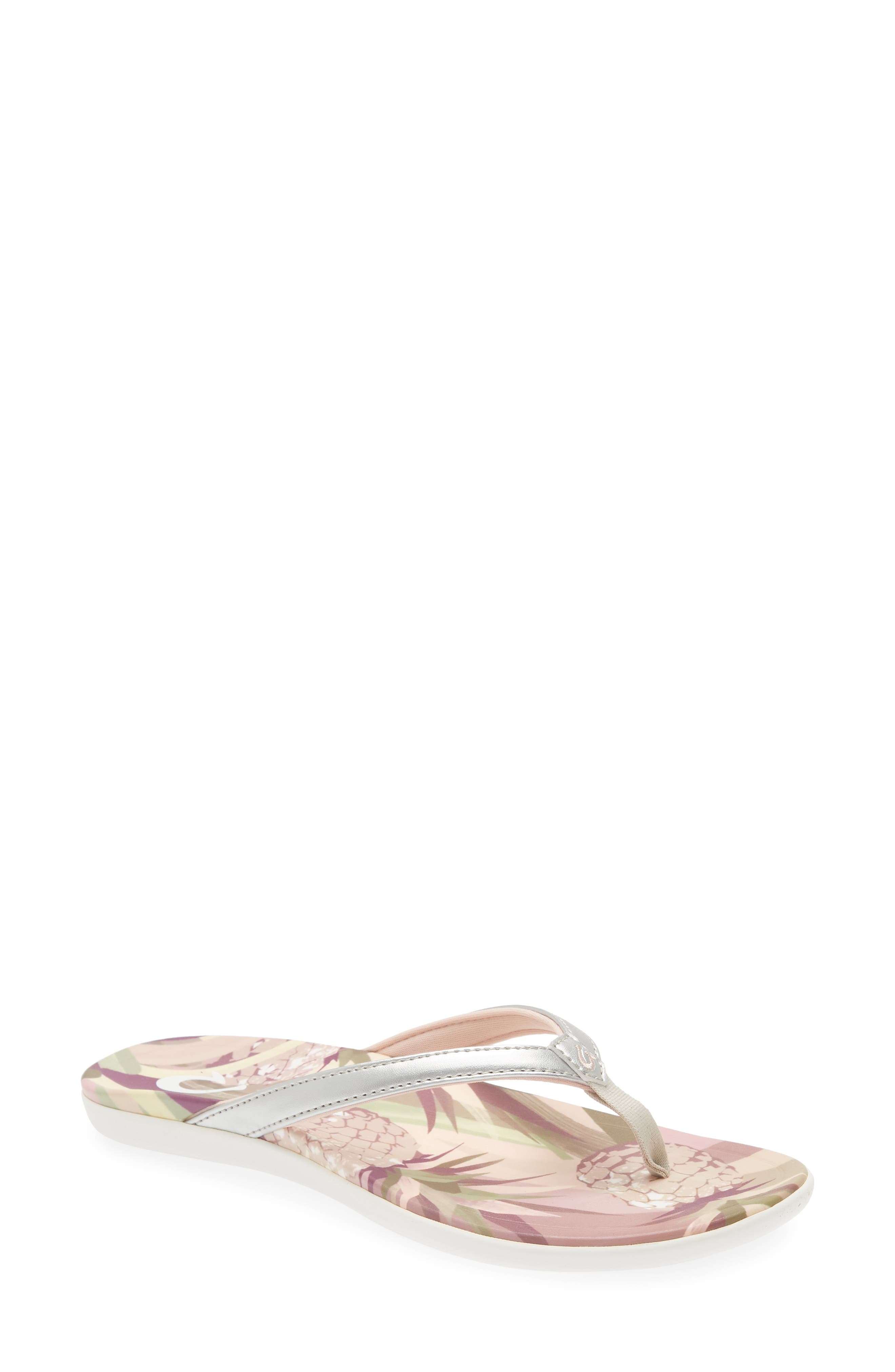 Ho'opio Hau Flip Flop, Main, color, SILVER P