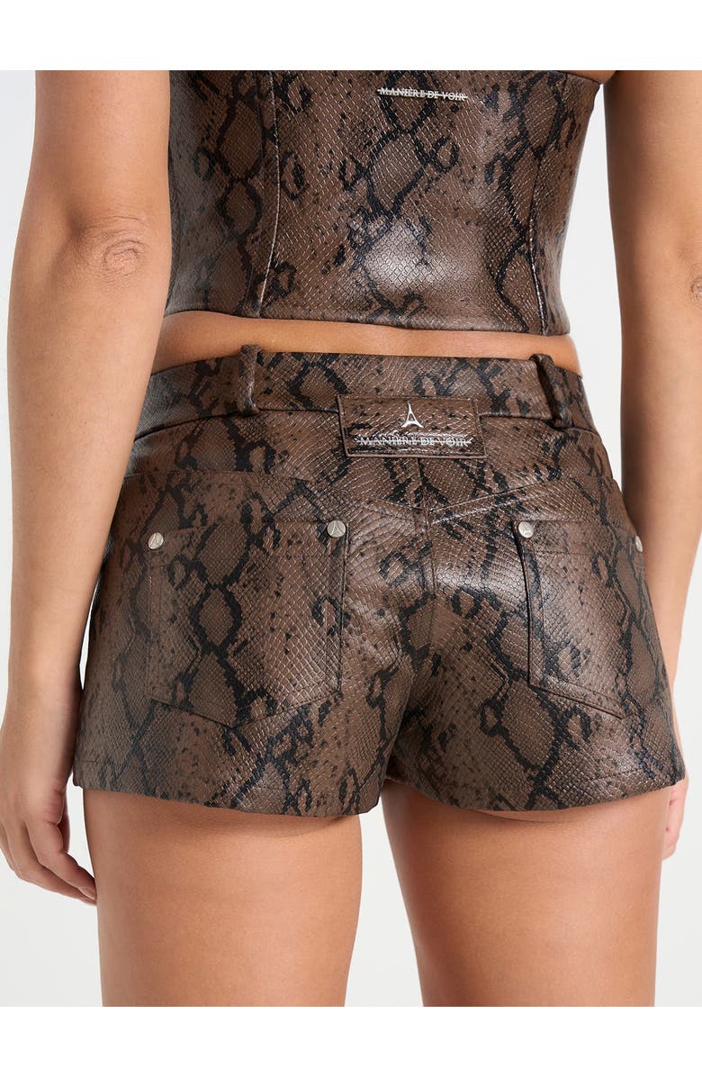 Manière De Voir Samia Python Mini Shorts, Alternate, color, Brown