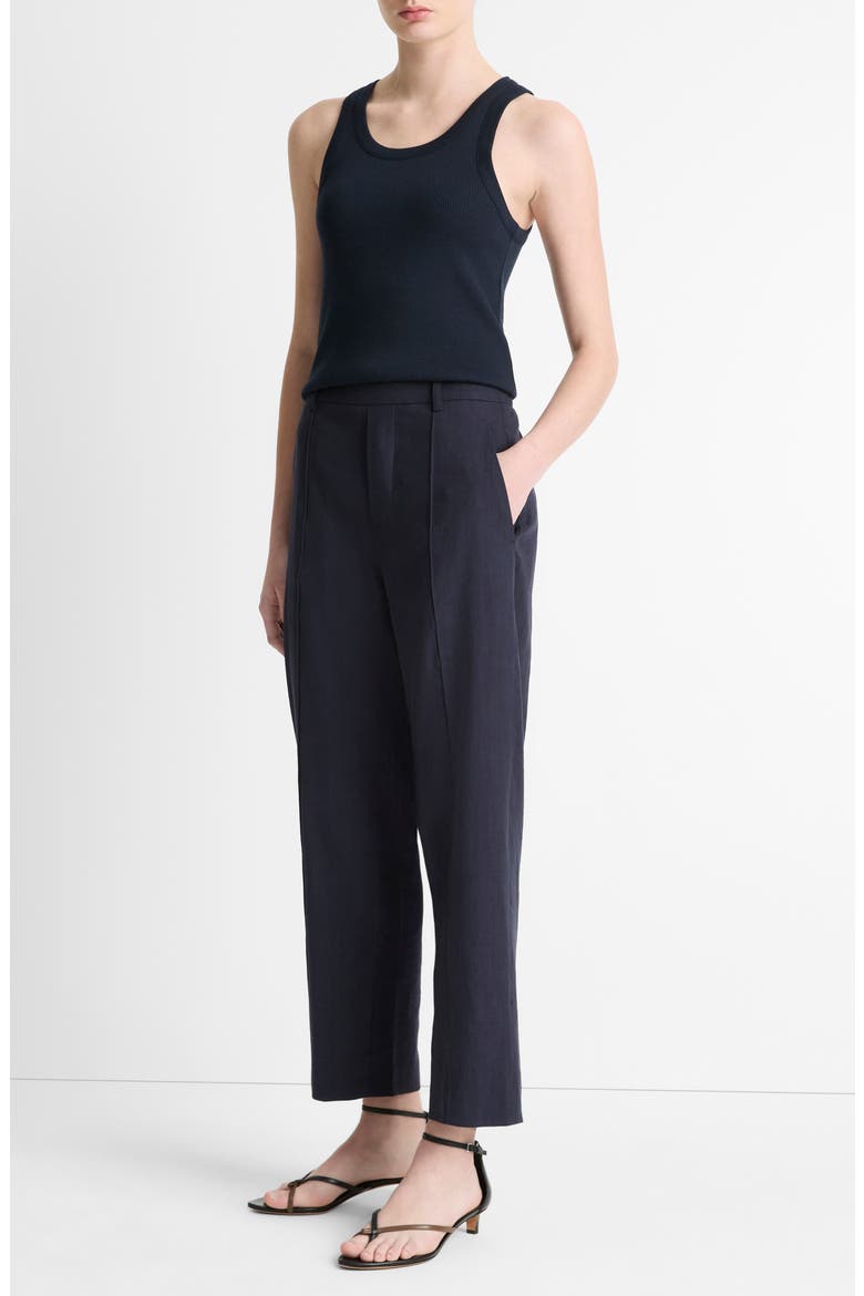 Grace Mid Rise Linen Blend Tapered Pull-On Pants, Alternate, color, COASTAL