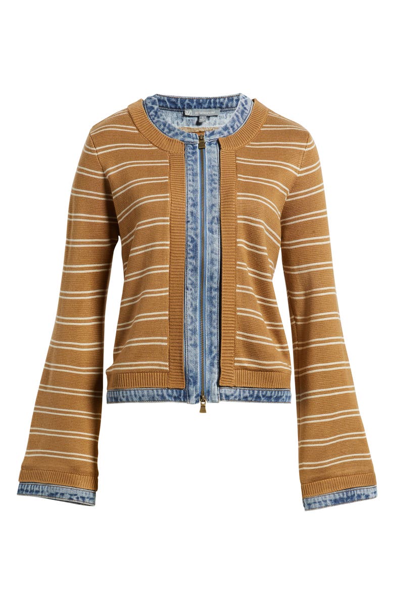 Wit & Wisdom Mixed Media Jacket, Alternate, color, Caramel Latte/ Ivory/ Blue