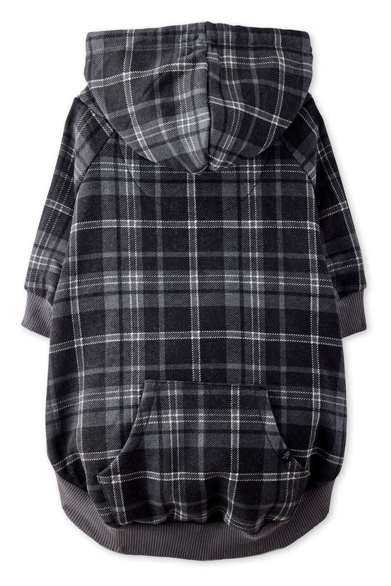 Rocky II Plaid Organic Cotton Blend Dog Hoodie, Alternate, color, BLACK SAND PLAID