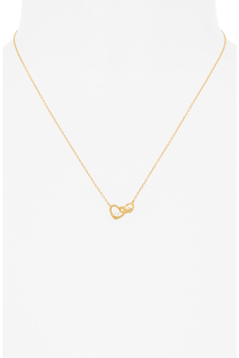 Pavé Cubic Zirconia Entwined Hearts Pendant Necklace, Alternate, color, GOLD