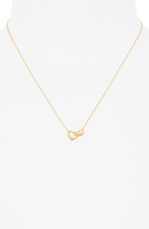 Argento Vivo Sterling Silver Pavé Cubic Zirconia Entwined Hearts Pendant Necklace In Gold