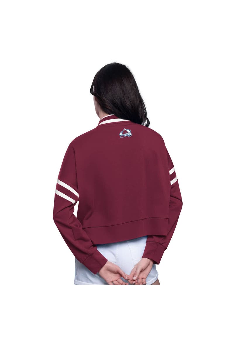 Women's Starter  Burgundy Colorado Avalanche Power Play Cropped Pullover Sweatshirt, Alternate, color, Burgundy