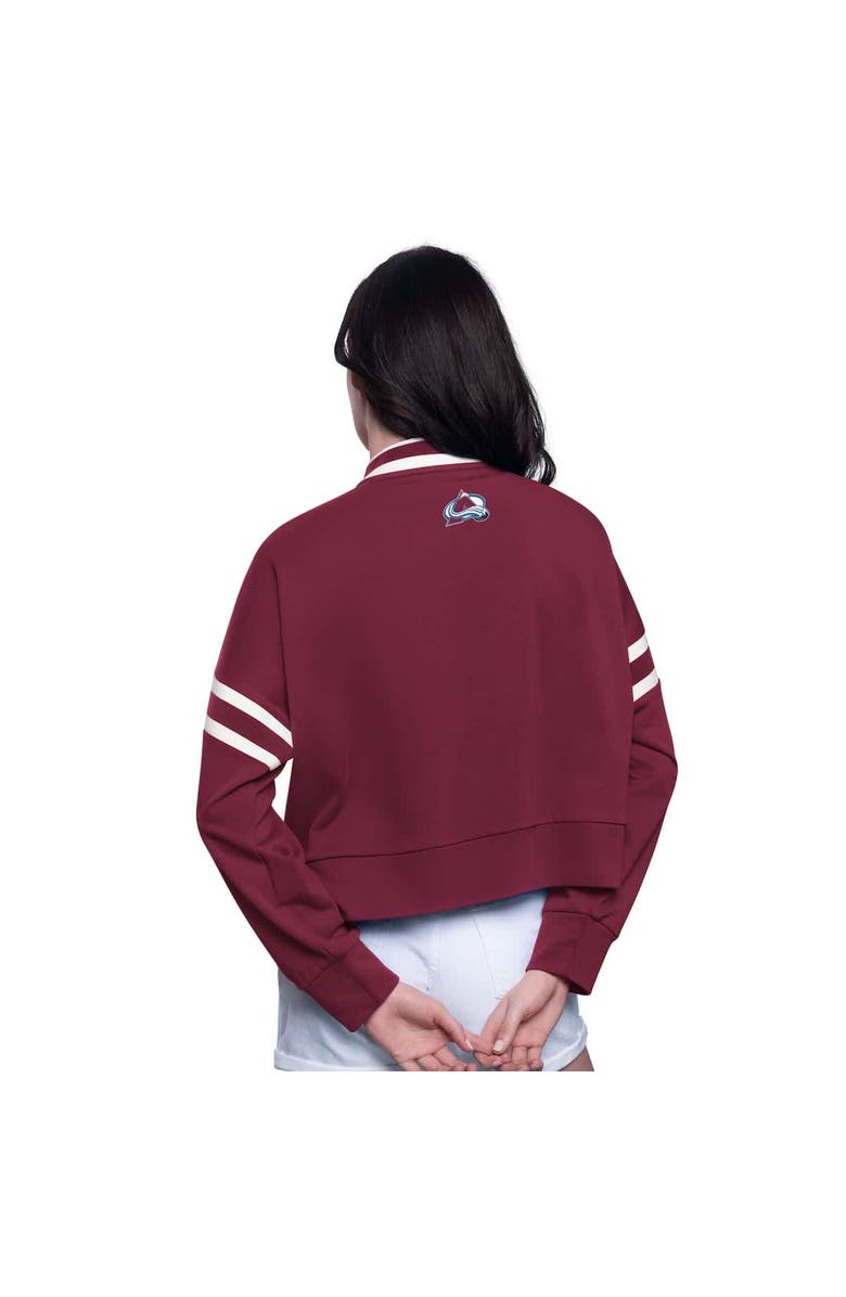 STARTER Women's Starter  Burgundy Colorado Avalanche Power Play Cropped Pullover Sweatshirt, Alternate, color, Burgundy