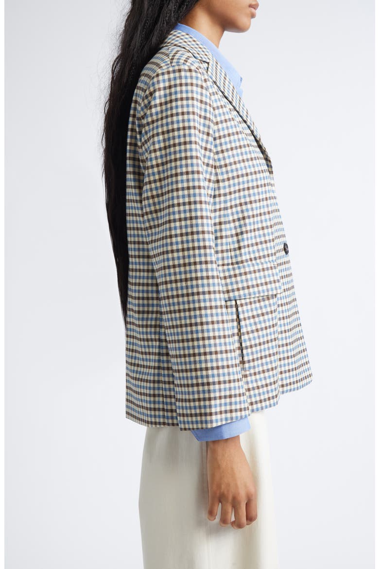 Nadia Check Wool & Cotton Jacket, Alternate, color, LIGHT BLUE