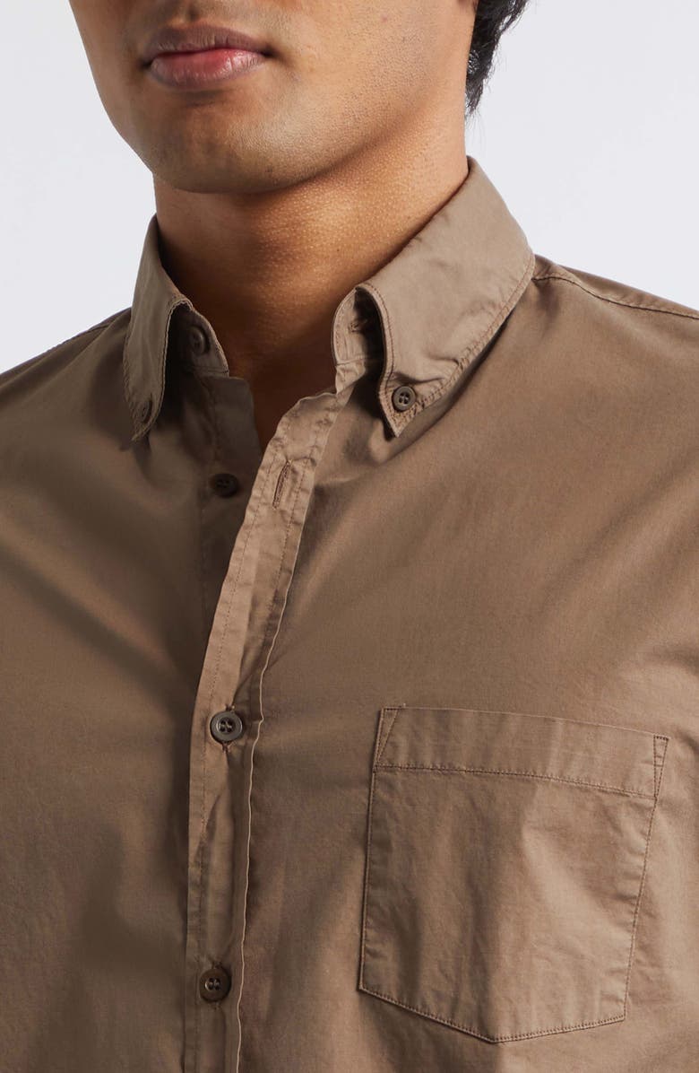 Sunspel Soft Stretch Poplin Button-Down Shirt, Alternate, color, Dark Cedar