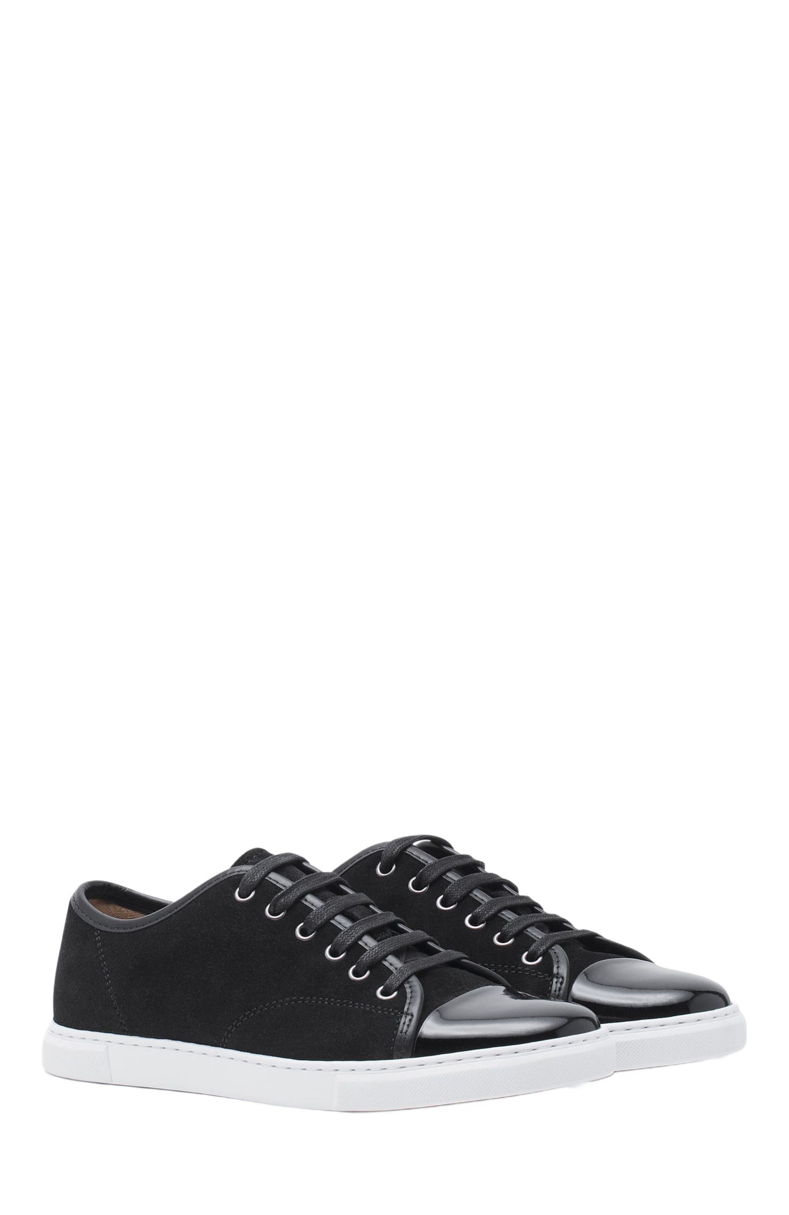 Lanvin DBB1 SNEAKERS IN SUEDE AND PATENT LEATHER, Alternate, color, Black
