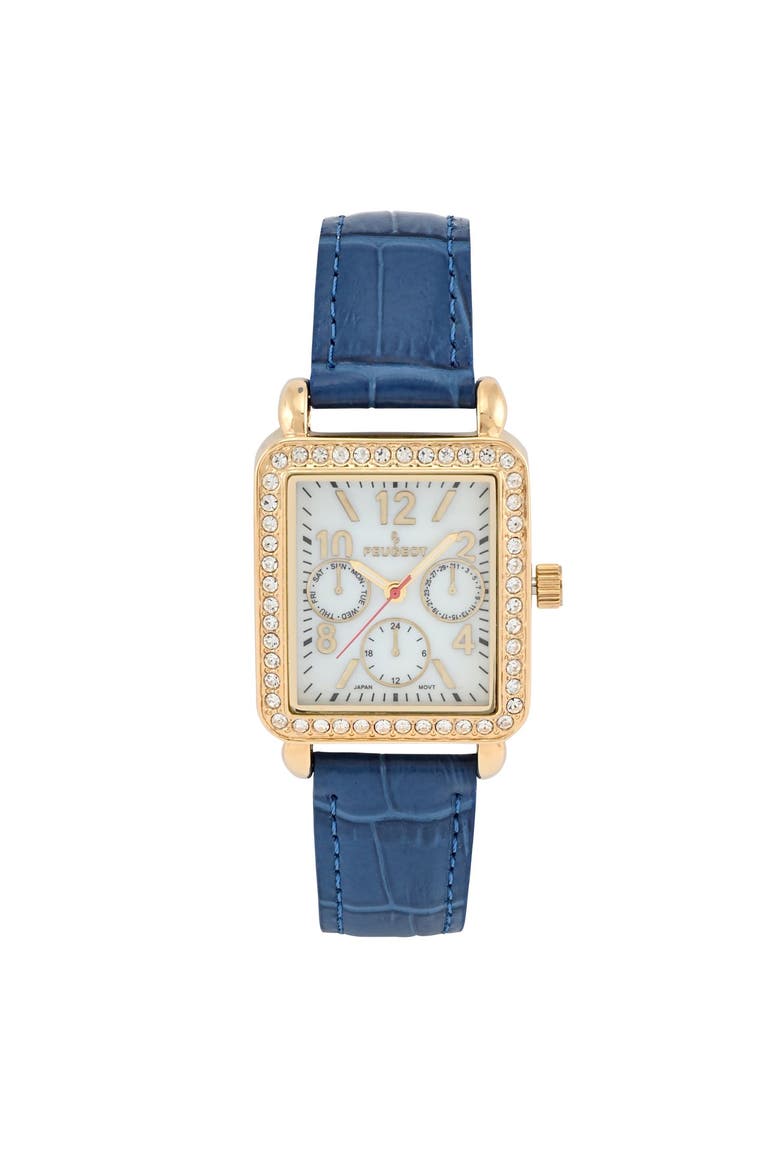 European Crystal Square Tank  Watch- 35x30MM, Main, color, Blue