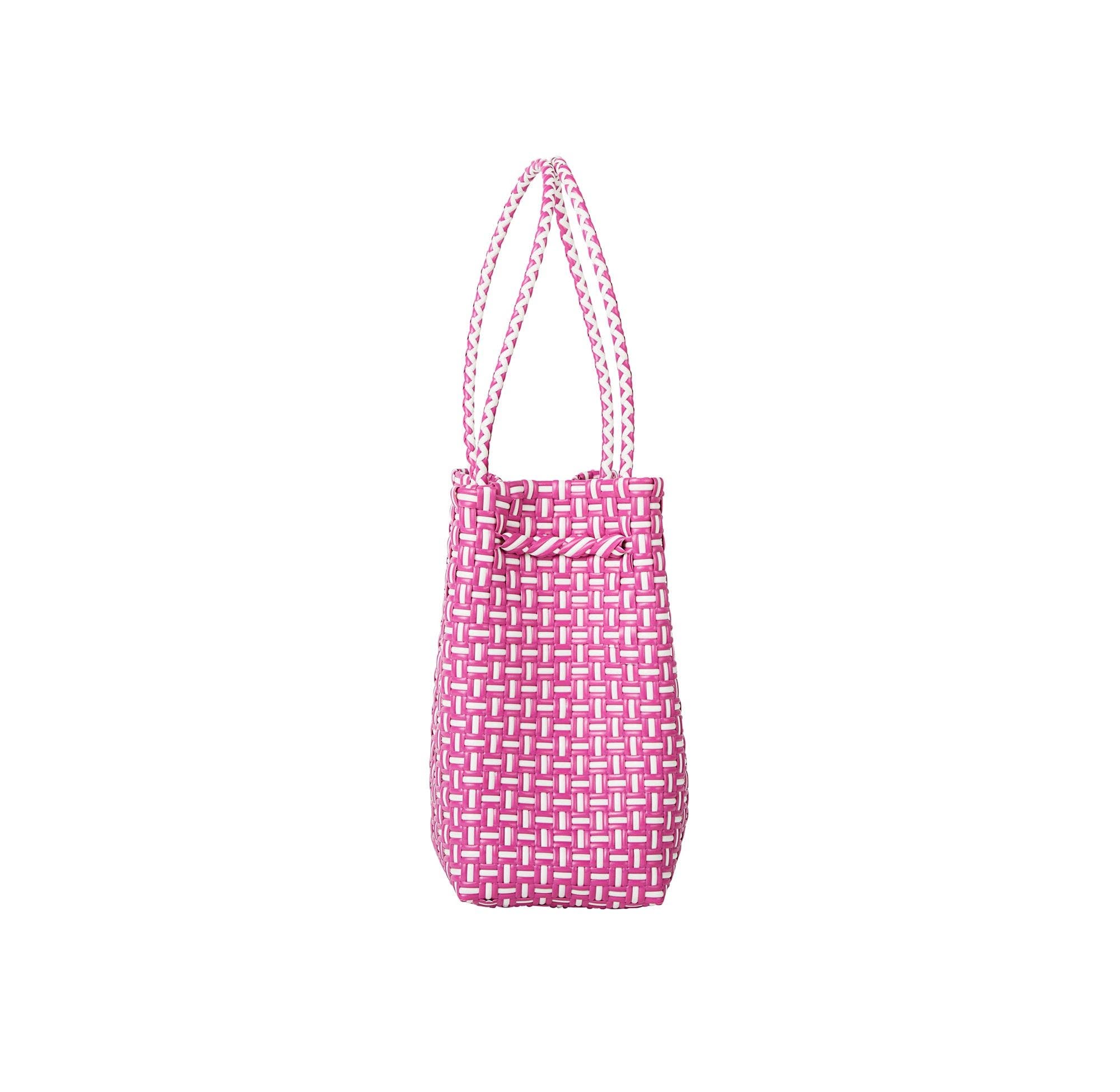Midi Ella Handwoven Plastic Tote, Alternate, color, Hot Pink