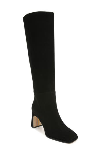 Sam Edelman Issabel Ath Womens Faux Suede Square Toe Knee-high Boots In Black