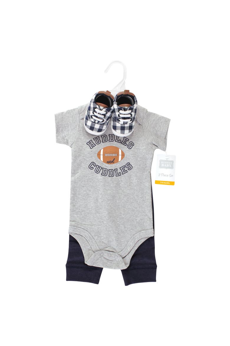 Cotton Bodysuit, Pant And Shoe Set (baby), Alternate, color, Football Huddles Short Sleeve