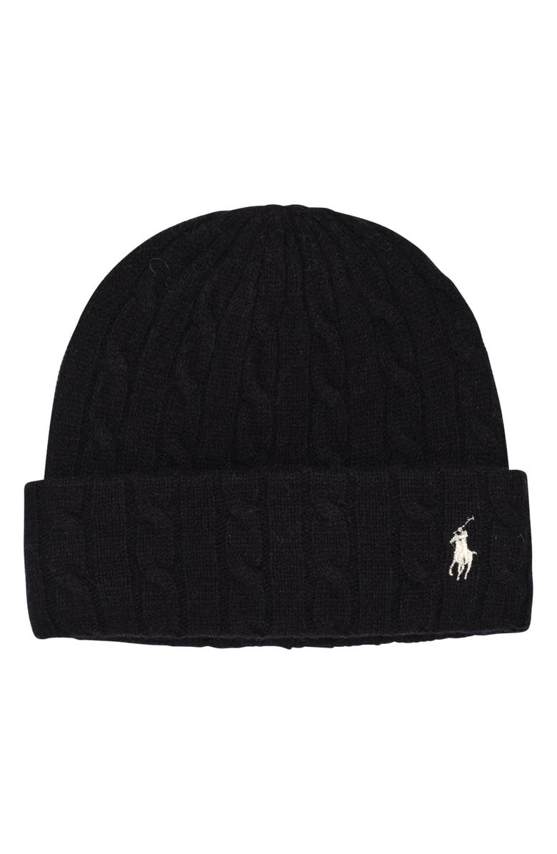 Polo Ralph Lauren Logo Embroidered Wool & Cashmere Cable Beanie, Main, color,