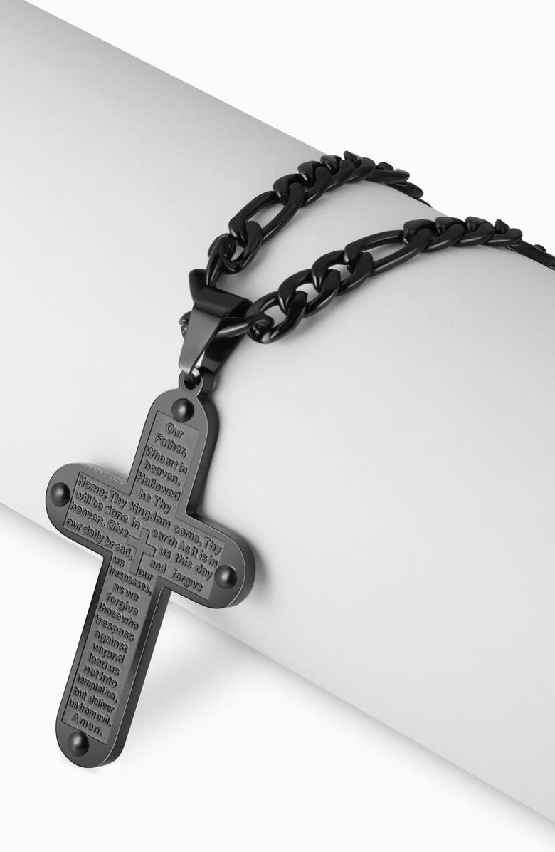 EDFORCE Men's Cross Pendant Necklace, Alternate, color, Black