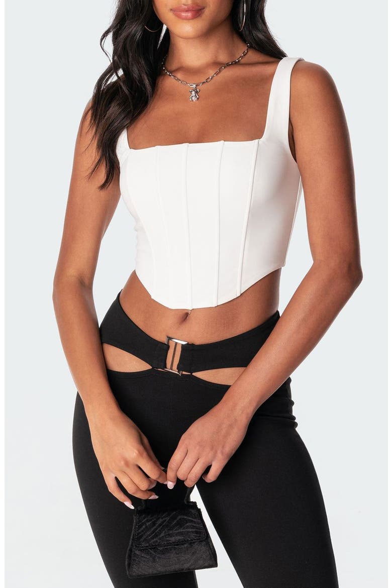 Isla Corset Crop Top, Alternate, color, WHITE