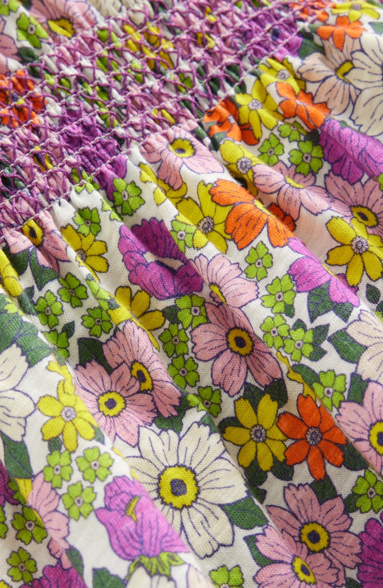 Mini Boden Kids' Floral Smocked Waist Dress, Alternate, color, Ivory Radiant Orchid