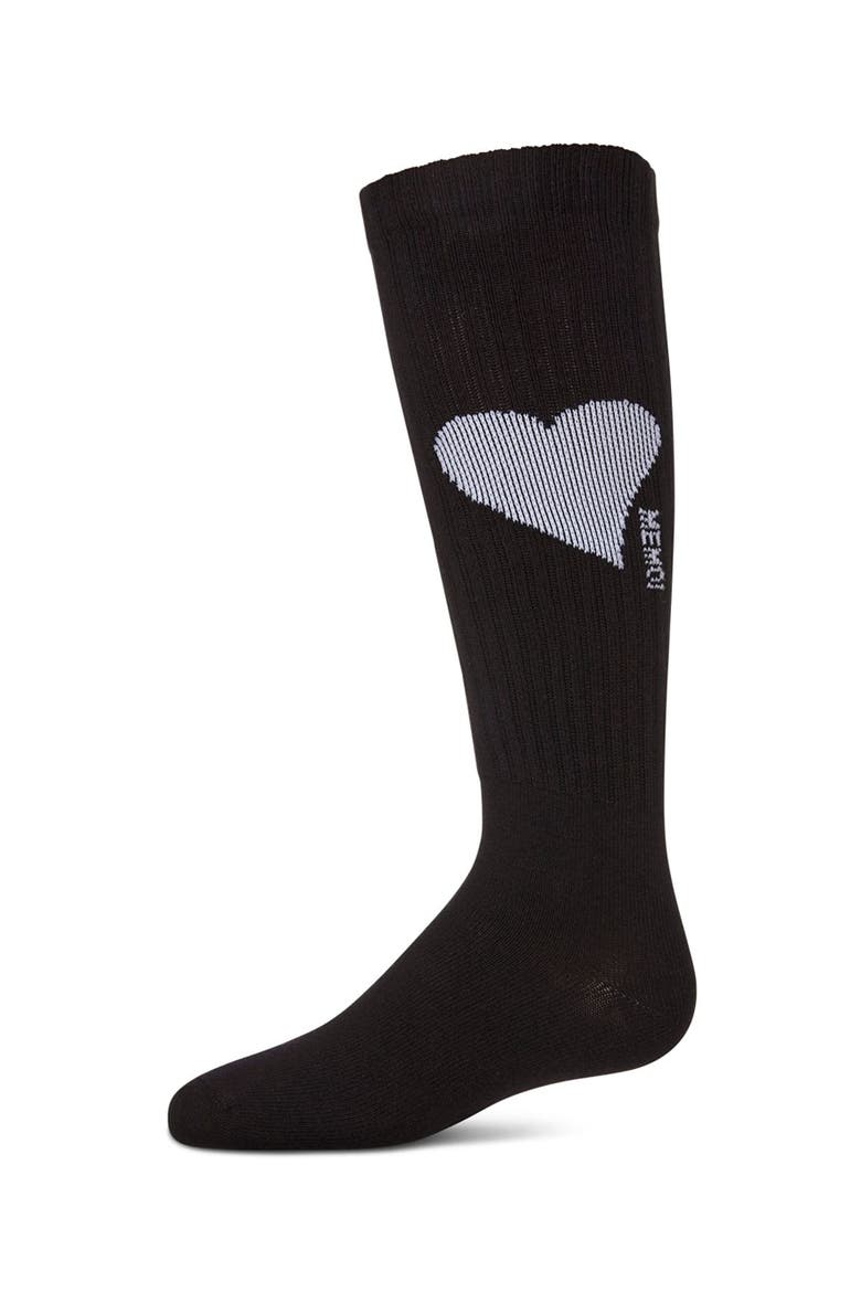 Single Heart Logo Knee High Socks, Main, color, Black