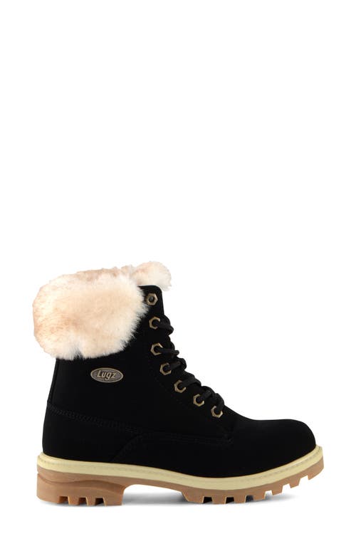 Lugz Empire High Faux Fur Lug Sole Boot In Black/cream/gum
