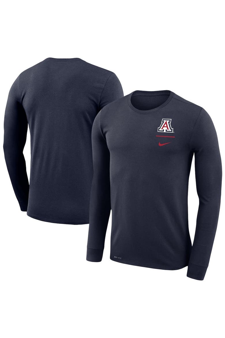 Men's Nike Navy Arizona Wildcats Logo Stack Legend Performance Long Sleeve T-Shirt, Main, color, Navy