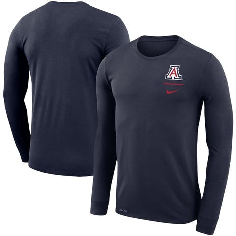 Men's Nike Navy Arizona Wildcats Logo Stack Legend Performance Long Sleeve T-Shirt