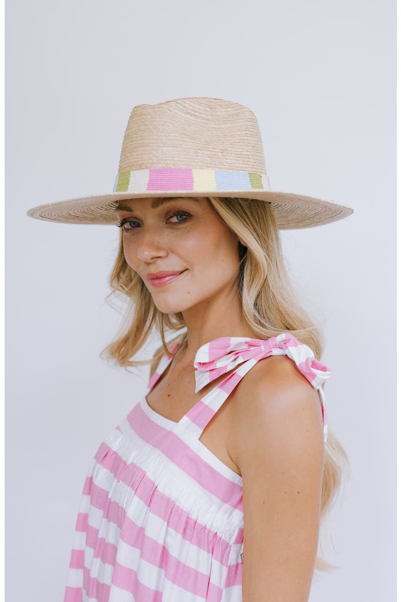 Berta Palm Straw Hat, Alternate, color, PASTEL