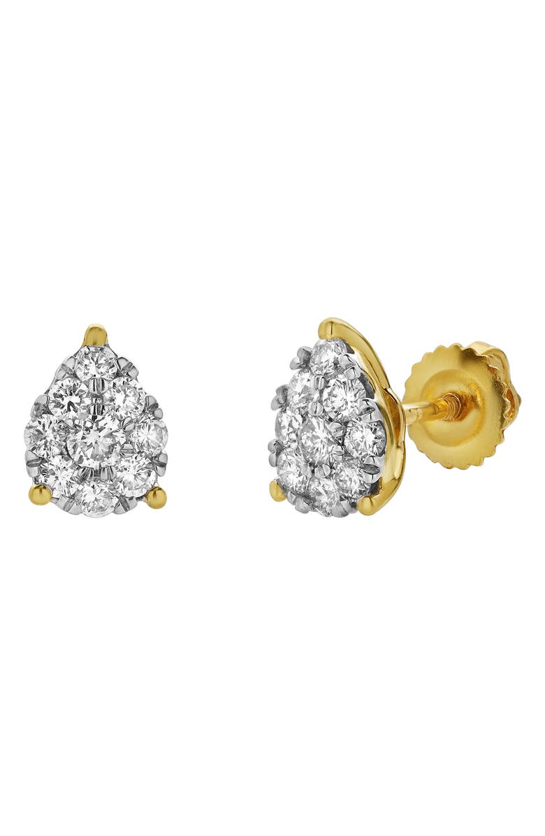 LuvMyJewelry Lab Grown Diamond Pear Cluster Stud Earrings, Alternate, color, 14K Yellow Gold