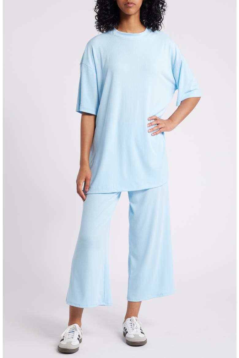 Lex Oversize Rib Top & Pants Set, Main, color, LIGHT BLUE