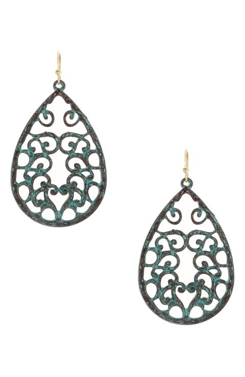 Kyndra Filigree Teardrop Drop Earrings