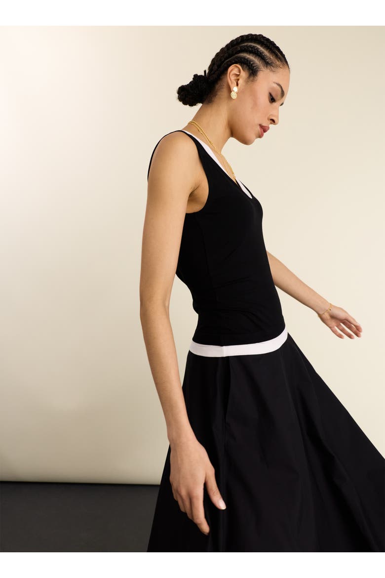 Flossie Layered Tank, Alternate, color, Caviar Black & White