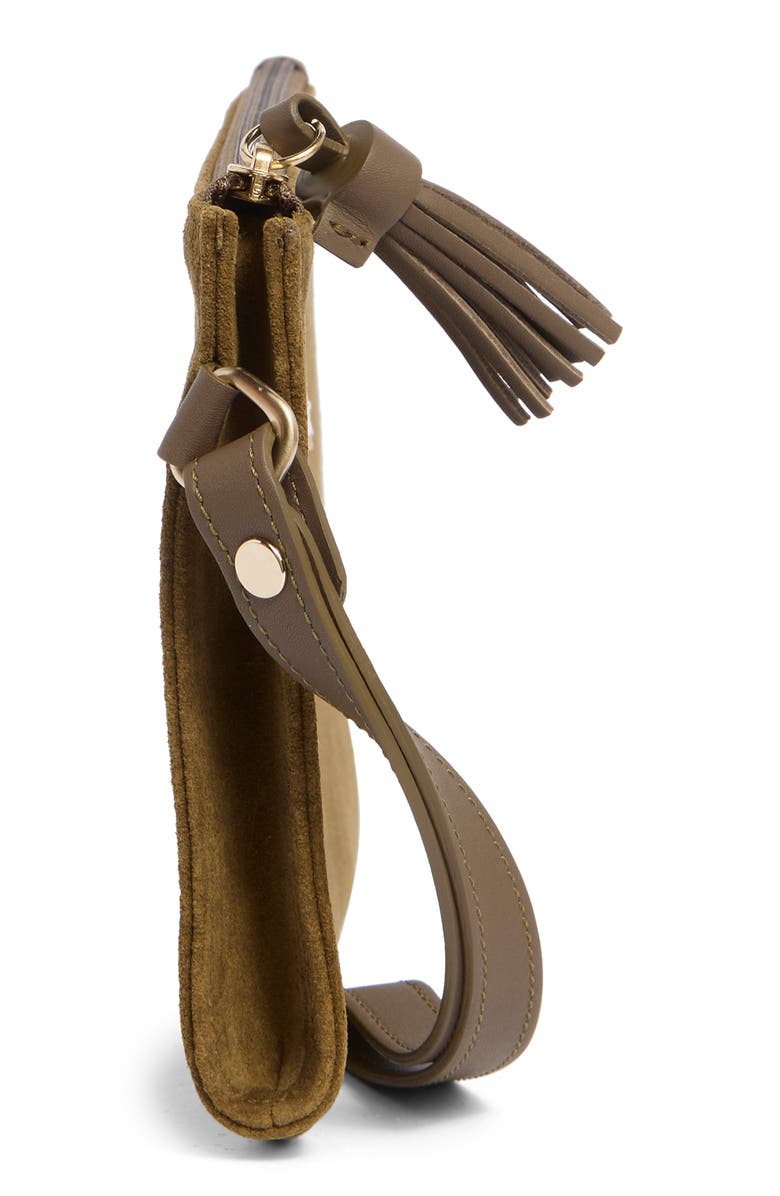 Longchamp Suede Wristlet, Alternate, color, Khaki