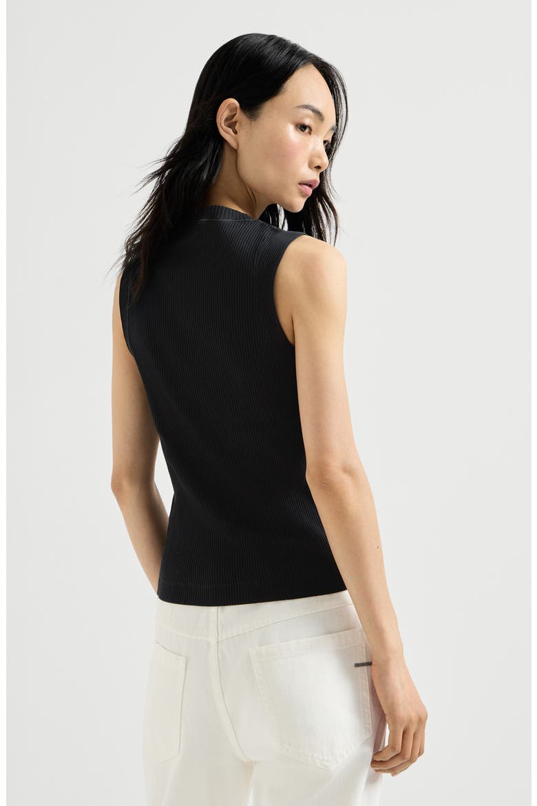 Ribbed jersey top, Alternate, color, Black