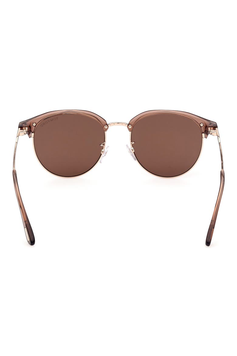 55mm Gradient Round Sunglasses, Alternate, color, SHINY LIGHT BROWN / BROWN