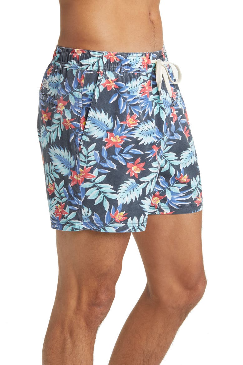 The Bungalow Water Repellent Swim Trunks, Alternate, color, MIDNIGHT PALMS