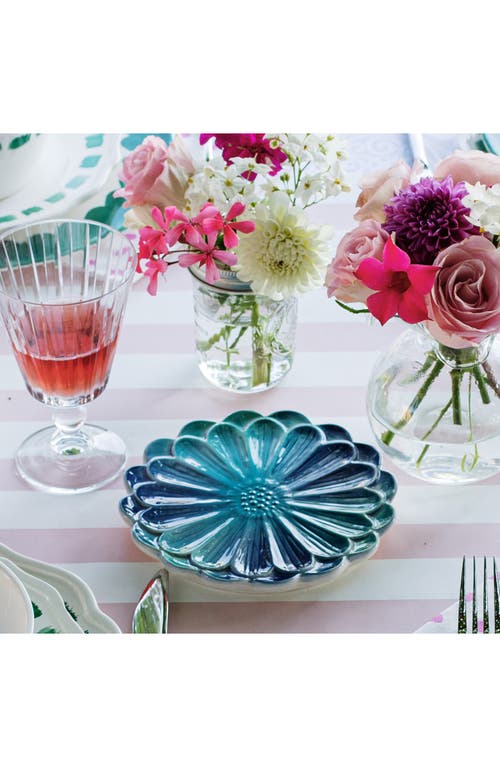 Vietri Lisbon Cobalt And Aqua Flower Cocktail Plate In Blue