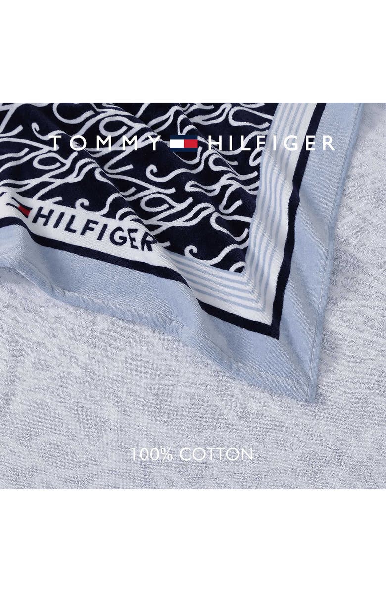 Tommy Hilfiger Allover Monogram Beach Towel, Alternate, color, Navy Multi