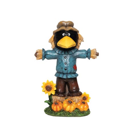 Halloween Scarecrow Raven & Sunflowers and Pumpkins Small Figurine