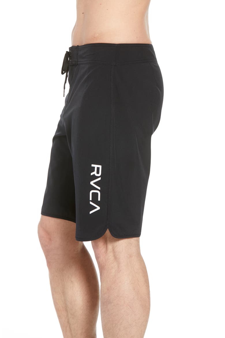 'Eastern' Scalloped Hem Board Shorts, Alternate, color, ALL BLACK
