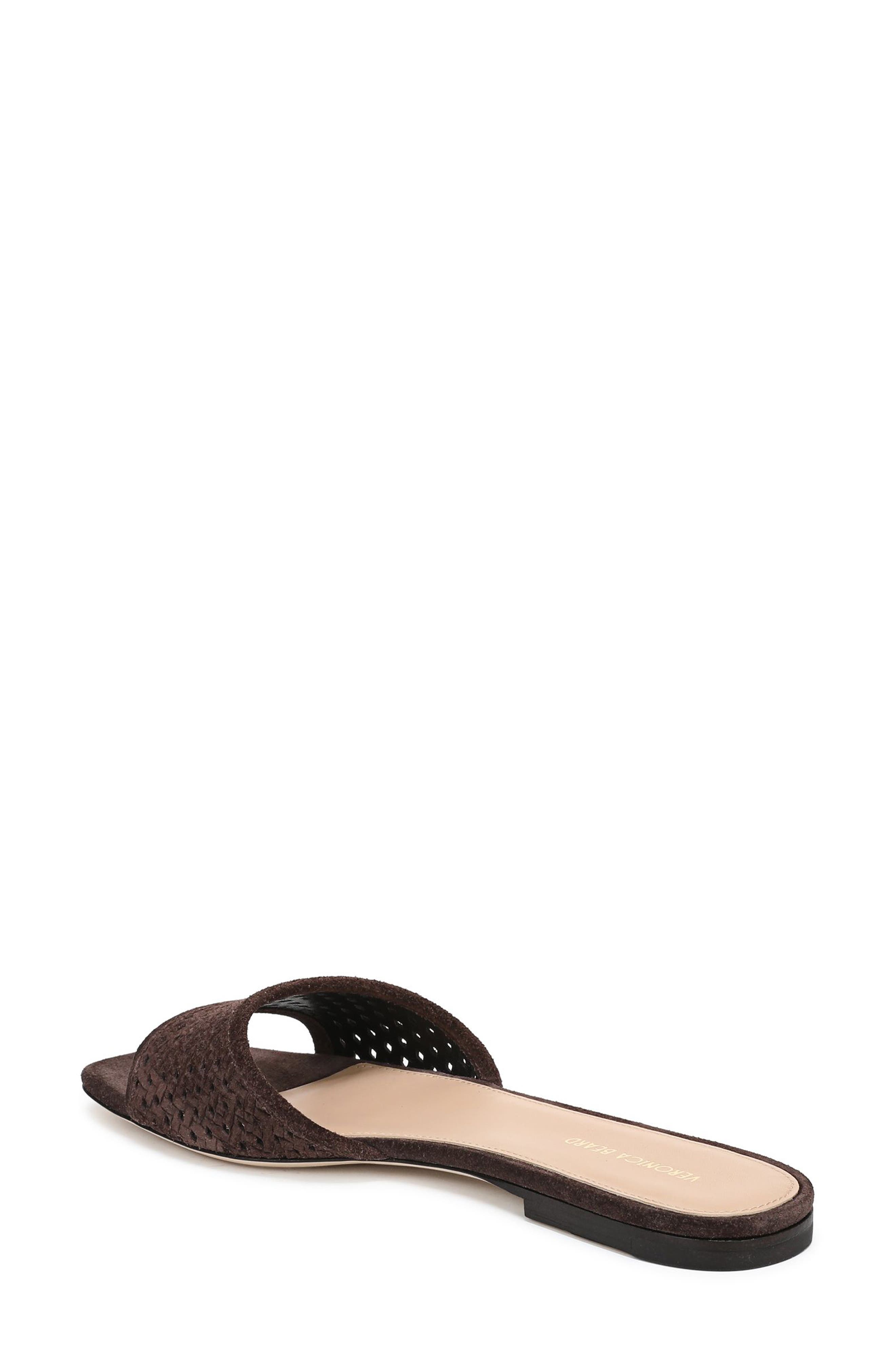 Veronica Beard Myla Perforated Slide Sandal, Alternate, color, Espresso