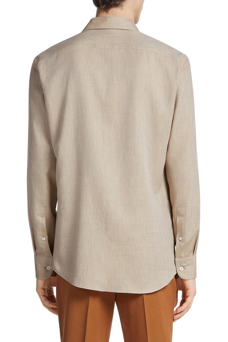 Cashco Cotton & Cashmere Button-Up Shirt, Alternate, color, BEIGE
