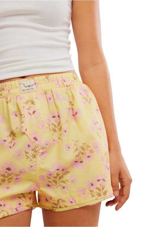 Shop Free People Day To Day Floral Boxer Shorts In Sunflower Combo