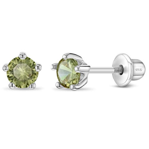 Classic Cubic Zirconia Birthstone Solitaire Earrings