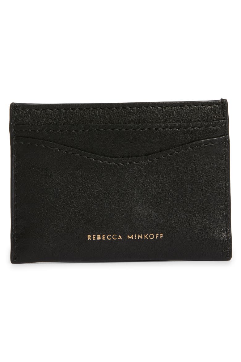 Noemie Stud Leather Card Case (Nordstrom Exclusive), Alternate, color, BLACK
