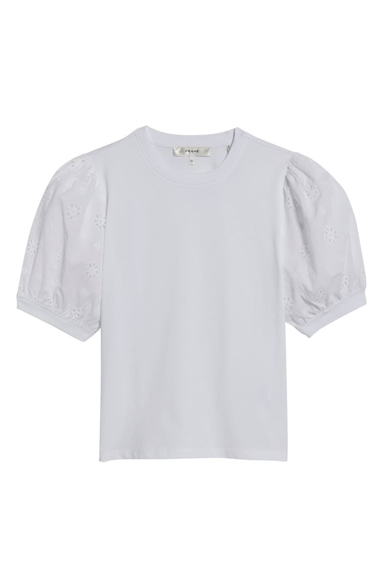 FRAME The Eyelet Sleeve Top, Alternate, color, White